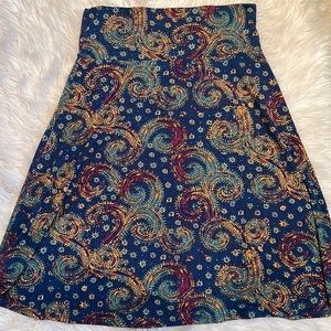 Lularoe large skirt high waist a line maroon navy gold green